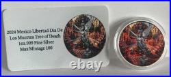 2024 Mexico Libertad Dia De Los Muertos Tree of Death 1 oz Color Silver Art Coin