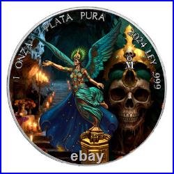 2024 Mexico Libertad Dia De Muertos Edition 1 oz Silver Art Coin mintage of 250