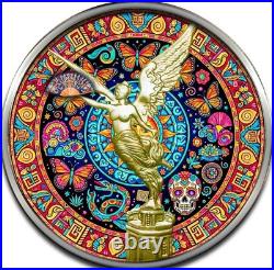 2024 Mexico Libertad Dia Dia Los Muertos Butterflies 1 oz Color Silver Art Coin