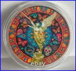 2024 Mexico Libertad Dia Dia Los Muertos Butterflies 1 oz Color Silver Art Coin