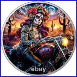 2024 Mexico Libertad Dia de los Muertos Biker Edition Silver Coin Mintage 200