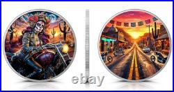 2024 Mexico Libertad Dia de los Muertos Biker Edition Silver Coin Mintage 200