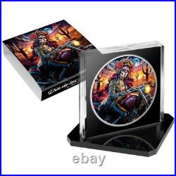 2024 Mexico Libertad Dia de los Muertos Biker Edition Silver Coin Mintage 200