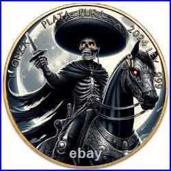 2024 Mexico Libertad El Charro Negro 24k Gold Gild 1 oz Silver Art Coin