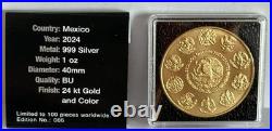 2024 Mexico Libertad El Charro Negro 24k Gold Gild 1 oz Silver Art Coin