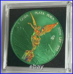 2024 Mexico Libertad Germania Mint Space Green Holographic 1 oz silver Art coin