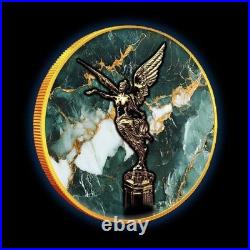 2024 Mexico Libertad Gilded Jade Stone 1 oz Silver Art Coin mintage 250