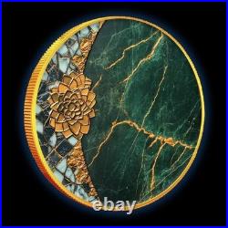 2024 Mexico Libertad Gilded Jade Stone 1 oz Silver Art Coin mintage 250