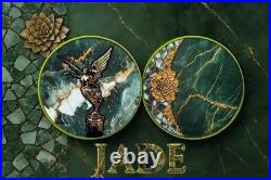 2024 Mexico Libertad Gilded Jade Stone 1 oz Silver Art Coin mintage 250