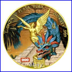 2024 Mexico Libertad Golden Aztec Dragon Edition 1 oz Silver Coin