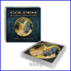 2024 Mexico Libertad Golden Aztec Dragon Edition 1 oz Silver Coin