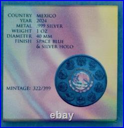2024 Mexico Libertad Hard-to-Find Space Blue Hologram 1 oz. 999 Silver, #322/399