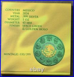 2024 Mexico Libertad Hard-to-Find Space Green Hologram 1 oz. 999 Silver, #30/399