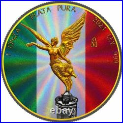 2024 Mexico Libertad Holo Diamond Dust Gold & Platinum Edition 1 oz Silver Coin