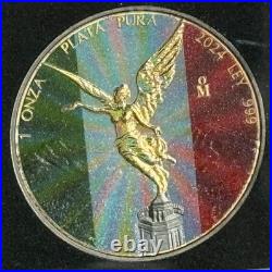 2024 Mexico Libertad Holo Diamond Dust Gold & Platinum Edition 1 oz Silver Coin