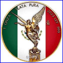 2024 Mexico Libertad Mexico Flag 24k gold Gilded 1 oz silver Colorized coin