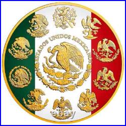 2024 Mexico Libertad Mexico Flag 24k gold Gilded 1 oz silver Colorized coin