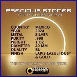 2024 Mexico Libertad Precious Gemstones Lapis Lazuli Edition 1 oz Silver Coin 2024 Mexico Libertad Precious Gemstones Lapis Lazuli Edition 1 oz Silver Coin
