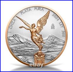 2024 Mexico Libertad Red Gold Series 1oz Silver Coin COA & Wooden Box 2024 Mexico Libertad Red Gold Series 1oz Silver Coin COA & Wooden Box