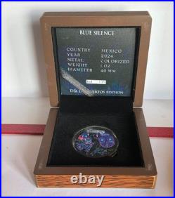 2024 Mexico Libertad Rhodium Dia De Los Muertos Blue Silence 1 oz Silver Coin