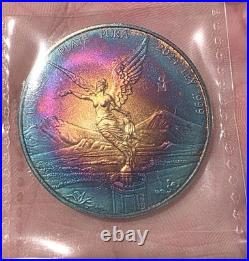 2024 Mexico Libertad Silver 1 Onza Amazing Rainbow Toned