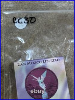 2024 Mexico Libertad-Space Pink Holograph-1oz. 999 Silver Coin 399 Minted