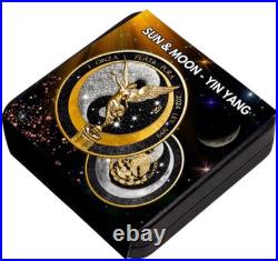 2024 Mexico Libertad Sun & Moon 1oz Silver Coin Gold WithDiamond Dust In Box