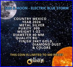 2024 Mexico Libertad Sun & Moon Electric Blue Storm Edition 1 oz Silver Coin 2024 Mexico Libertad Sun & Moon Electric Blue Storm Edition 1 oz Silver Coin
