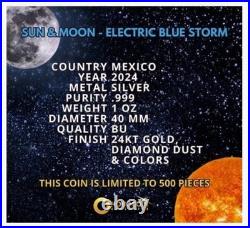 2024 Mexico Libertad Sun & Moon Electric Blue Storm Edition 1oz Silver Coin