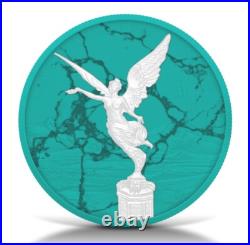 2024 Mexico Libertad Turquoise & White Marble Coin 1 oz. 999 Silver box with coa