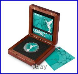 2024 Mexico Libertad Turquoise & White Marble Coin 1 oz. 999 Silver box with coa
