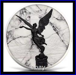 2024 Mexico Libertad White & Black Marble Coin 1oz Silver COA WithWooden Box