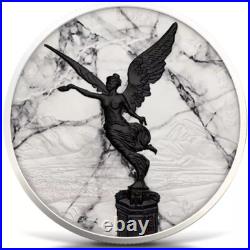 2024 Mexico Libertad White & Black Marble Coin 1oz Silver COA WithWooden Box