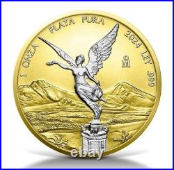 2024 Mexico Libertad Yellow Gold and White Rhodium Edition 1 oz Silver Coin