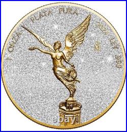 2024 Mexico Libertad precious gemstones Quartz Edit 1oz Silver Coin COA&BOX