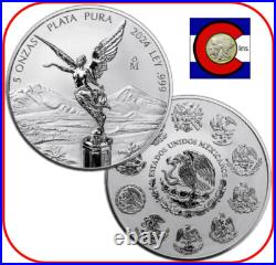 2024 Mexico REVERSE Proof Silver Libertad 5 oz Coin in Mint Capsule 2024 Mexico REVERSE Proof Silver Libertad 5 oz Coin in Mint Capsule