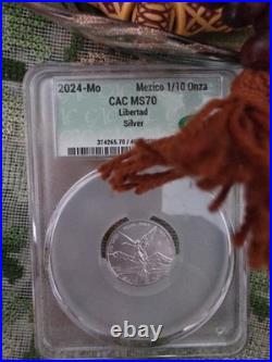 2024 Mo Mexico 1/10 Onza Silver Libertad MS70 CAC