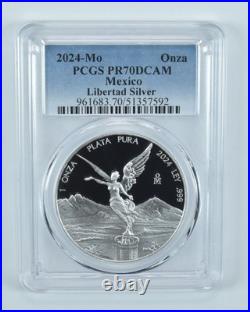 2024 Mo Mexico 1 Onza Silver Libertad PR70 DCAM PCGS Blue Label 2024 Mo Mexico 1 Onza Silver Libertad PR70 DCAM PCGS Blue Label