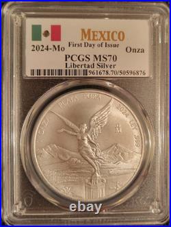 2024 Mo S1-ONCE MEXICO LIBERTAD WINGED VICTORY PCGS MS-70 FDOI RARE R2 TOP POP