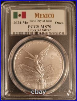 2024 Mo S1-ONCE MEXICO LIBERTAD WINGED VICTORY PCGS MS-70 FDOI RARE R2 TOP POP
