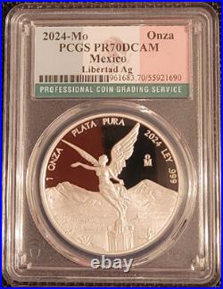 2024 Mo S1-ONCE MEXICO LIBERTAD WINGED VICTORY PCGS PR-70-DC RARITY R3 TOP POP