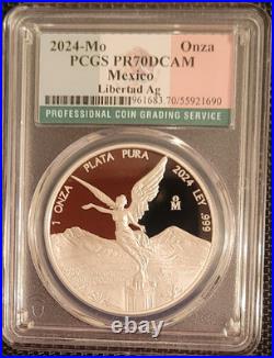2024 Mo S1-ONCE MEXICO LIBERTAD WINGED VICTORY PCGS PR-70-DC RARITY R3 TOP POP