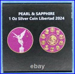 2024 Pearl & Sapphire Libertad, 1 Oz 0.999 Fine Silver, Only 250 Minted