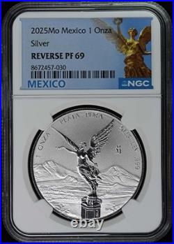 2025 Mo Mexico Onza Silver Libertad NGC Reverse PF69 Mintage 1500