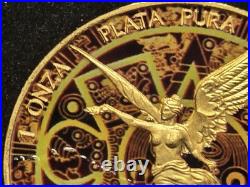 3D-2023 1 Oz. 999 Silver Mexico Libertad Aztec Calendar Colored 40m Coin 75/100