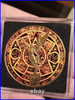 3D-2023 1 Oz. 999 Silver Mexico Libertad Aztec Calendar Colored 40m Coin 75/100