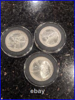 3X 1992 1 Oz 999 SILVER MEXICO Libertad Pura Plata Coin Limited Mint Round NICE