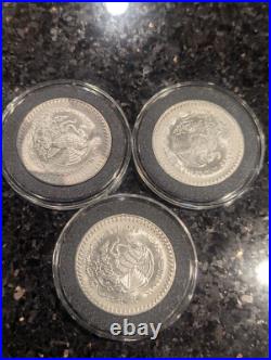 3X 1992 1 Oz 999 SILVER MEXICO Libertad Pura Plata Coin Limited Mint Round NICE