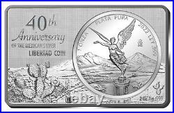 3oz Silver 999.9 Mexican Libertad 40th Years Anniversary Reverse Proof