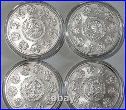 4 Ea. 2015 1 oz. Mexican Libertad 999 Fine Silver BU in Capsules- Light Toning